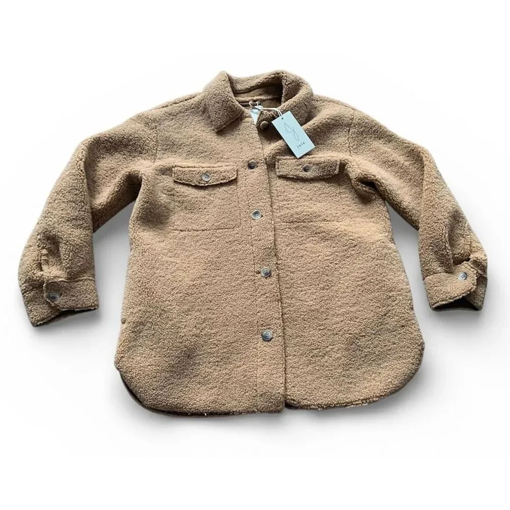 NEW NWT Joie Sherpa Fleece Teddy camel color Shirt Jacket sz M
